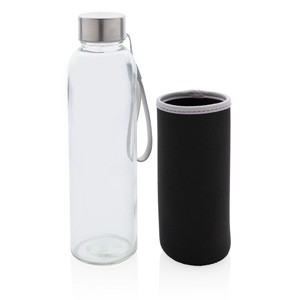 Glasflasche mit Neopren-Sleeve schwarz