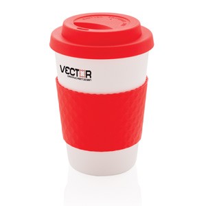 Kaffeebecher 270ml rot/weiß
