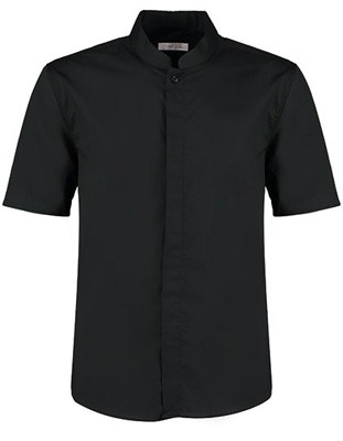 L-K122 Men`s Tailored Fit Bar Shirt Mandarin Collar Short Sleeve