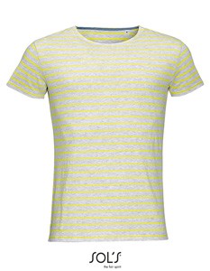 Men´s Striped T-Shirt Ash-Heather-_Lemon