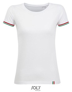 Damen Kurzarm T-Shirt  White_Kelly-Green