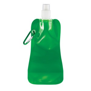 Faltbare Wasserflasche mit Karabiner grün