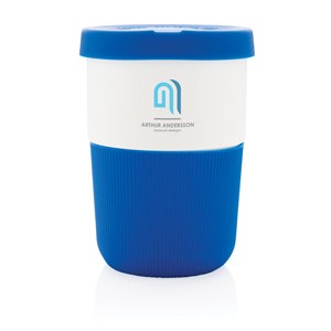 PLA Cup Coffee-To-Go 380ml weiß/blau