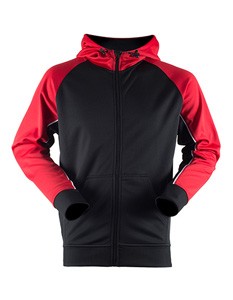 Panelled Sports Hoodie Black_Red_White