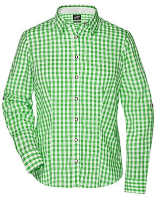  Ladies` Traditional Shirt Green White
