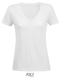 Frauen  V-Ausschnitt  T-Shirt  White