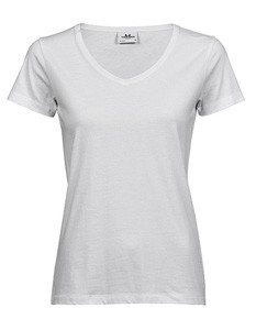  Damen V-Ausschnitt T-Shirt White