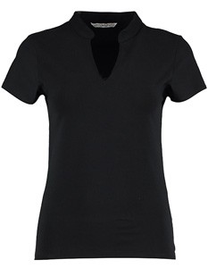 T-Shirt |Mandarin-V-Ausschnitt Black
