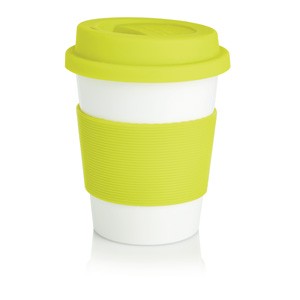 ECO PLA Kaffeebecher weiß/gelb
