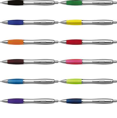 Sin4sey 10 Kugelschreiber In Rot – Mit Gummigriff, Blauer Mine & Silbernem Clip (ca. 14 Cm)